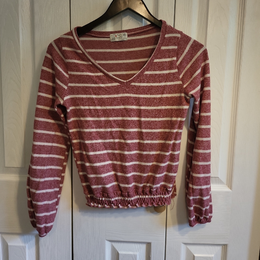 Striped V-Neck Long Sleeve Top